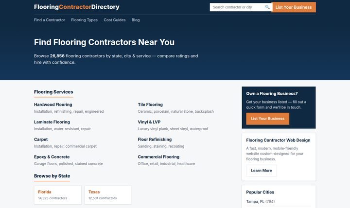flooringcontractordirectory.com website preview
