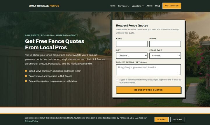 gulfbreezefence.com website preview
