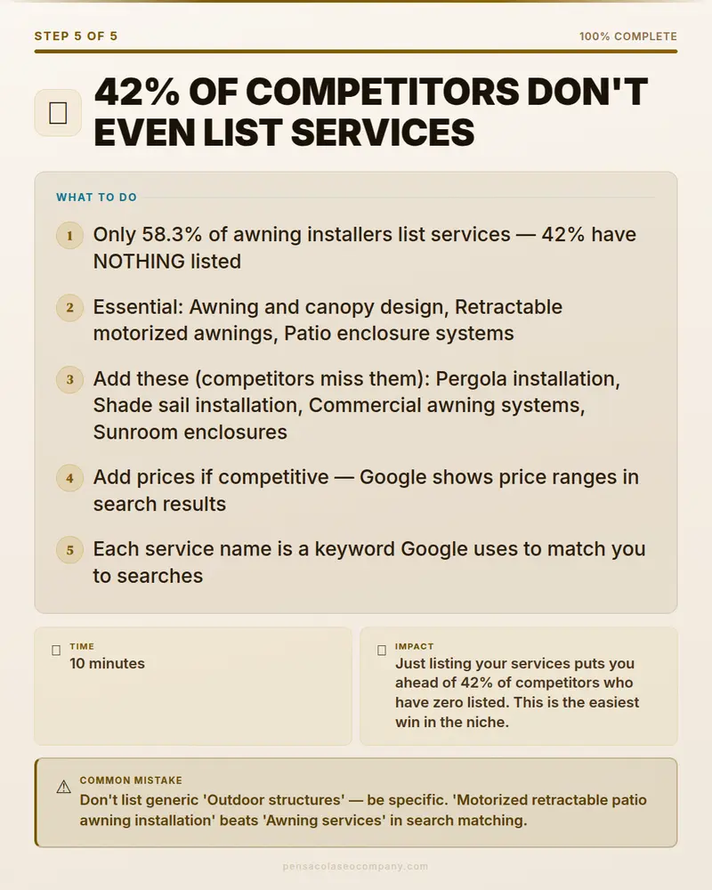 Visual psych 06 action step — Awning Installation SEO guide by Pensacola SEO Company