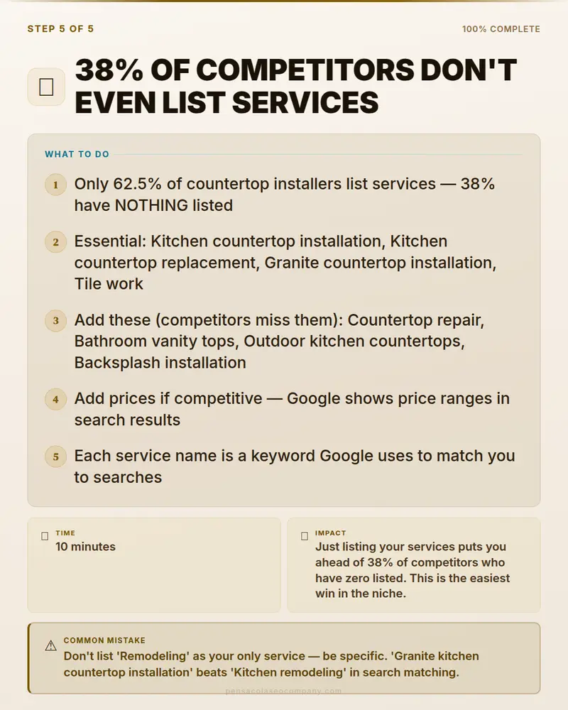 Visual psych 06 action step — Countertop Installation SEO guide by Pensacola SEO Company