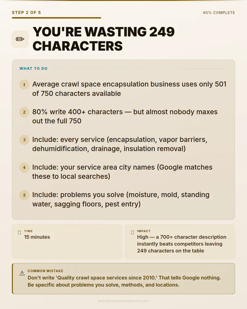 Visual psych 03 action step — Crawl Space Encapsulation SEO guide by Pensacola SEO Company