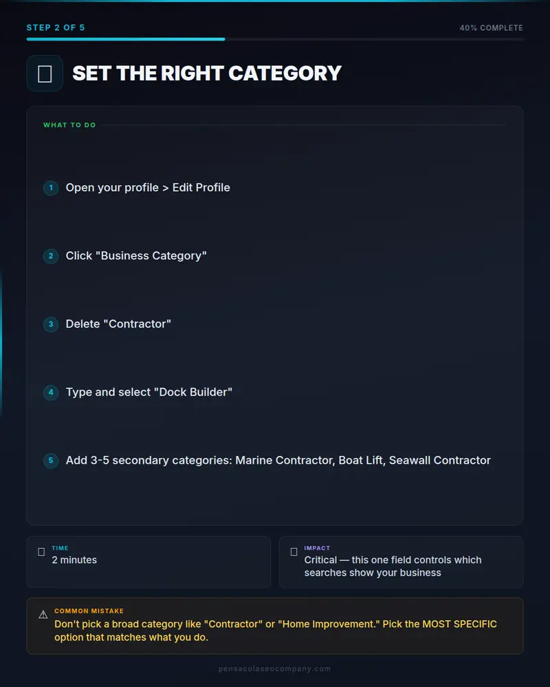 Which Google Business Profile Categories Should Dock Builder Companies Use?