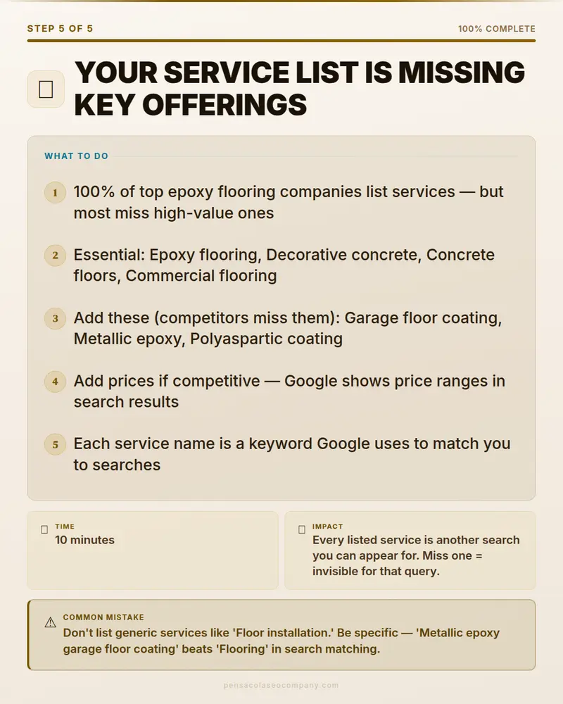 Visual psych 06 action step — Epoxy Flooring SEO guide by Pensacola SEO Company