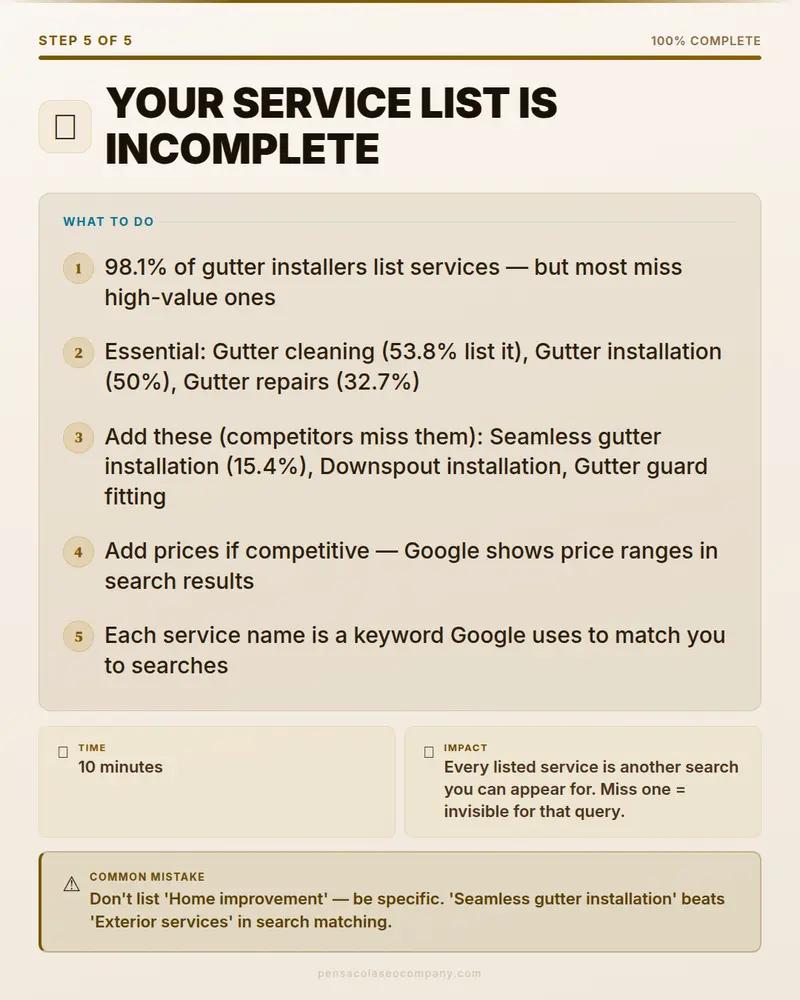 Visual psych 06 action step — Gutter Installation SEO guide by Pensacola SEO Company