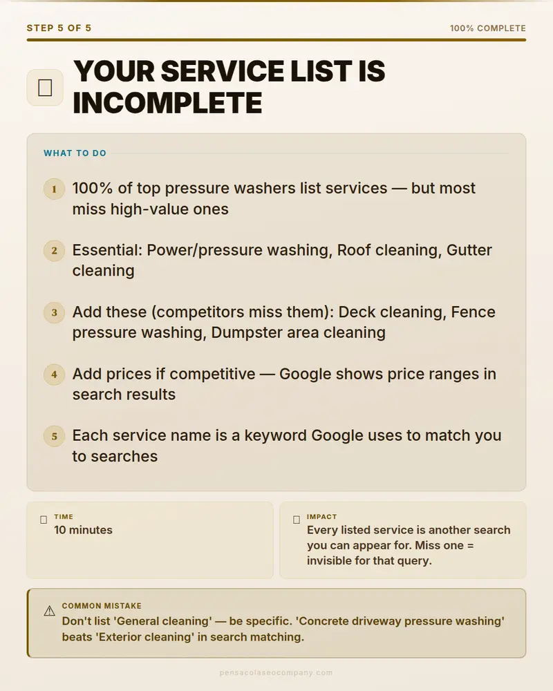 Visual psych 06 action step — Pressure Washing SEO guide by Pensacola SEO Company