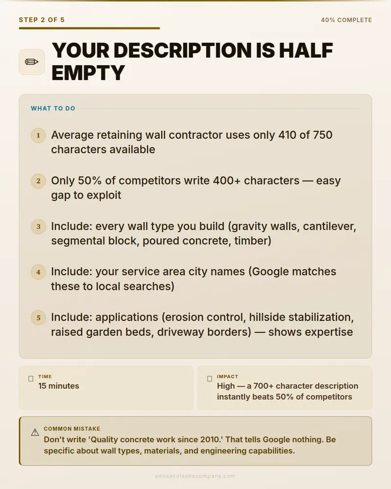 Visual psych 03 action step — Retaining Wall SEO guide by Pensacola SEO Company