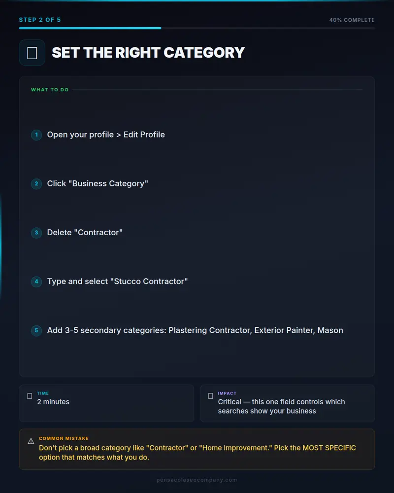 Best Google Business Profile Categories for Stucco Contractor Companies