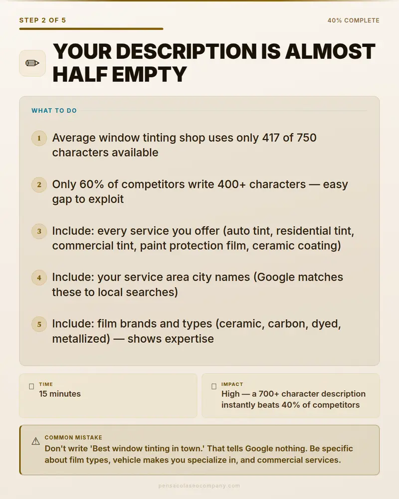 Visual psych 03 action step — Window Tinting SEO guide by Pensacola SEO Company