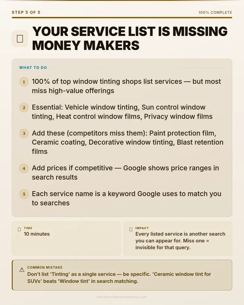 Visual psych 06 action step — Window Tinting SEO guide by Pensacola SEO Company